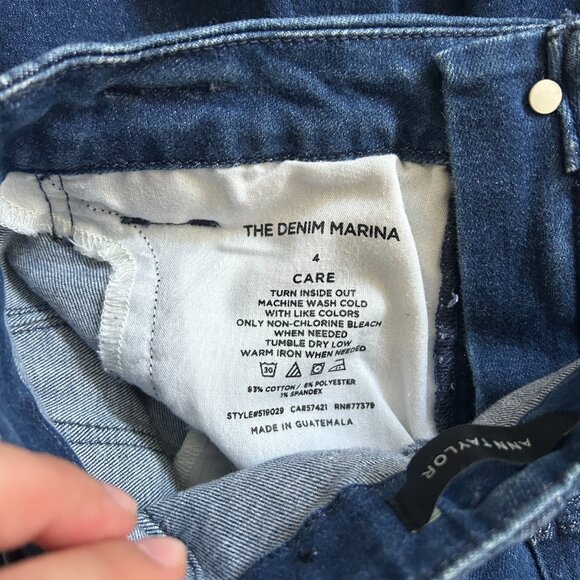 Ann Taylor Belted Marina Pant- Dark Indigo - Picture 2 of 2